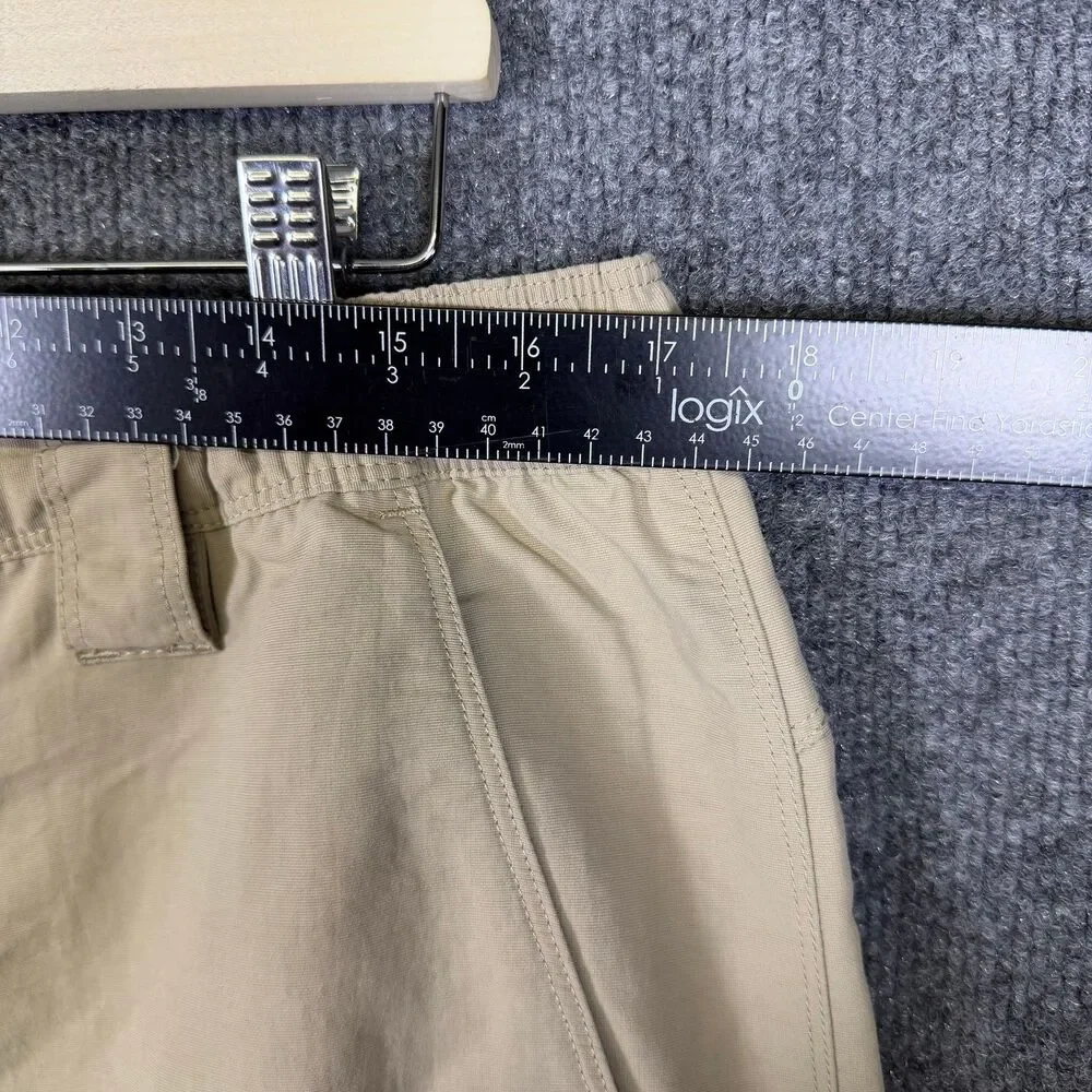 The North Face Mens Cargo Shorts L Tan Khaki Nylon Hiking Outdoor Elastic Waist